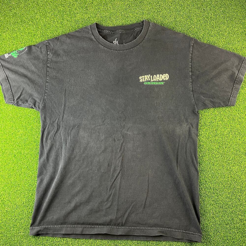 Y2K 2000s Stay Loaded Grindin' Truck Graphic Black T-Shirt Sz L